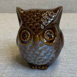 Woodland brown ceramic owl figurine statue.